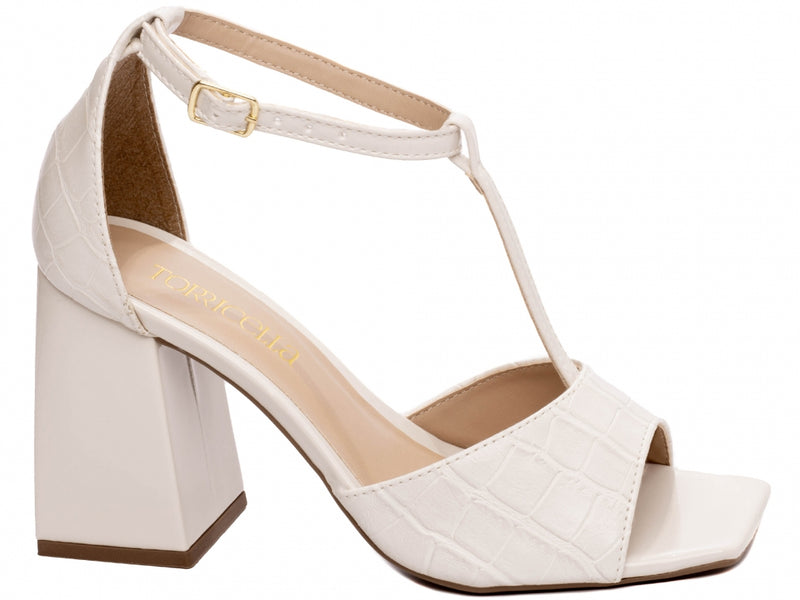 Sandalia Croco Off White